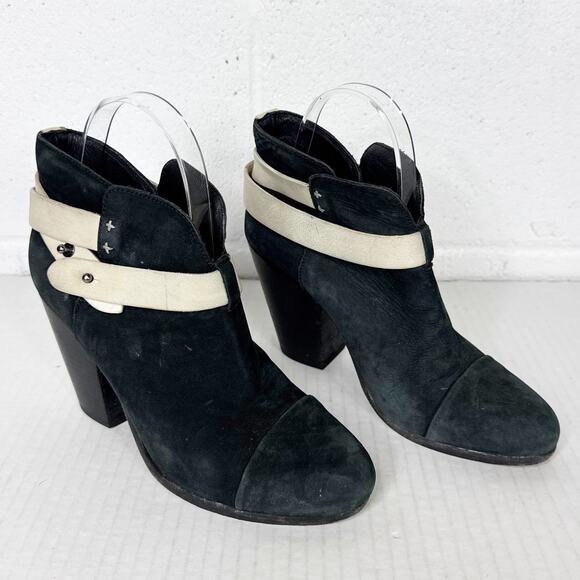 Rag and Bone Boots Womens Size 37 Black Suede Stacked Heel Ankle Booties - Picture 13 of 13
